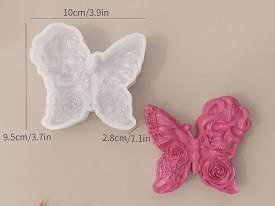 Molde silicona mariposa calavera con rosa